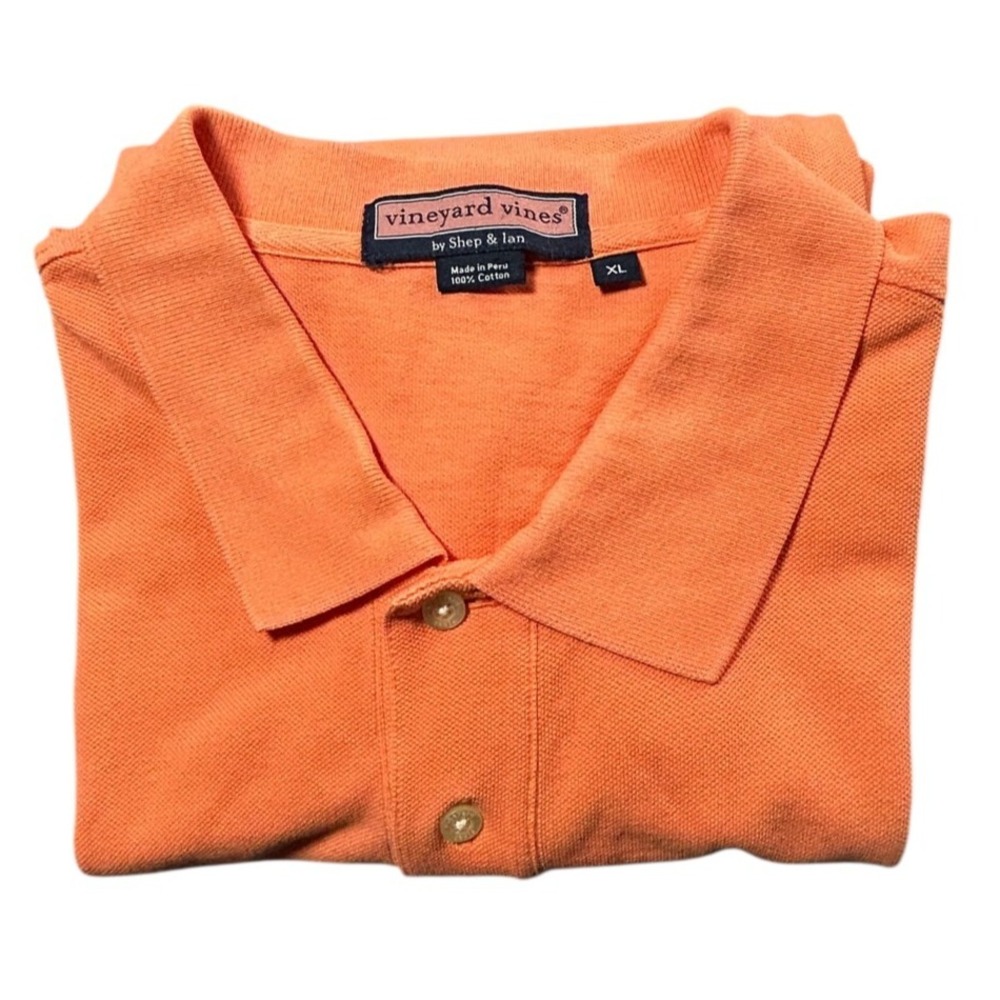 Vineyard Vines Polo Shirt Mens XL Peach Lt Orange Cotton Casual Golf Outdoor Dad - Picture 4 of 8